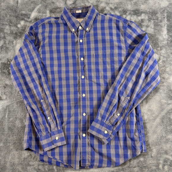 J.Crew Other - J.Crew Mens Shirt Large Button Up Slim Fit Blue Grey Buffalo Check Plaid Cotton